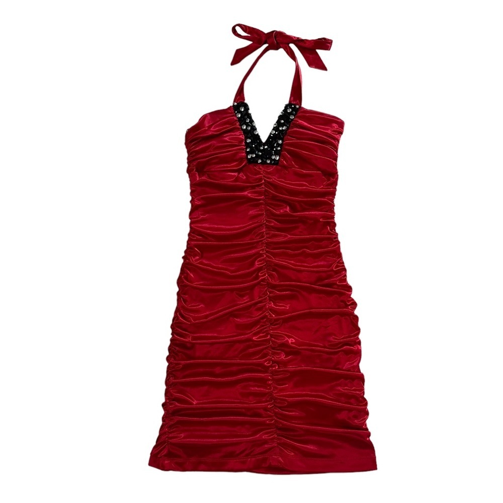 City Triangles Red Backless Tie Back Red Midi Dress Size Small